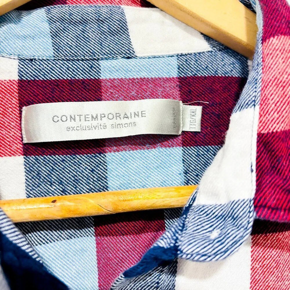 SIMONS‎ Blue and  red plaid flannel shirt - Picture 7 of 8